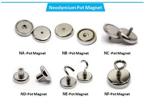 NdFeB pot magnit ichki tishli Stud Holding Magnets bilan NdFeB pot magnet with internal threaded Stud Holding Magnets